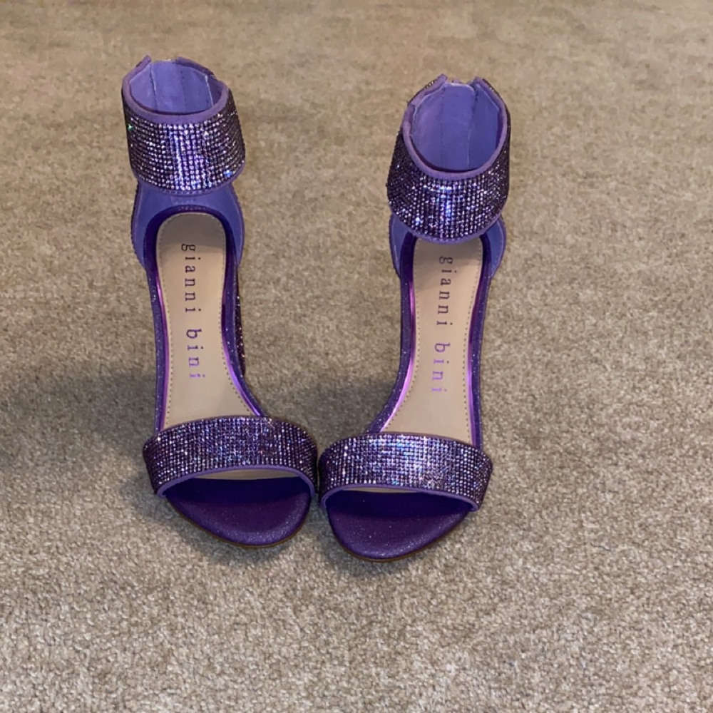 Purple rhinestone high heels